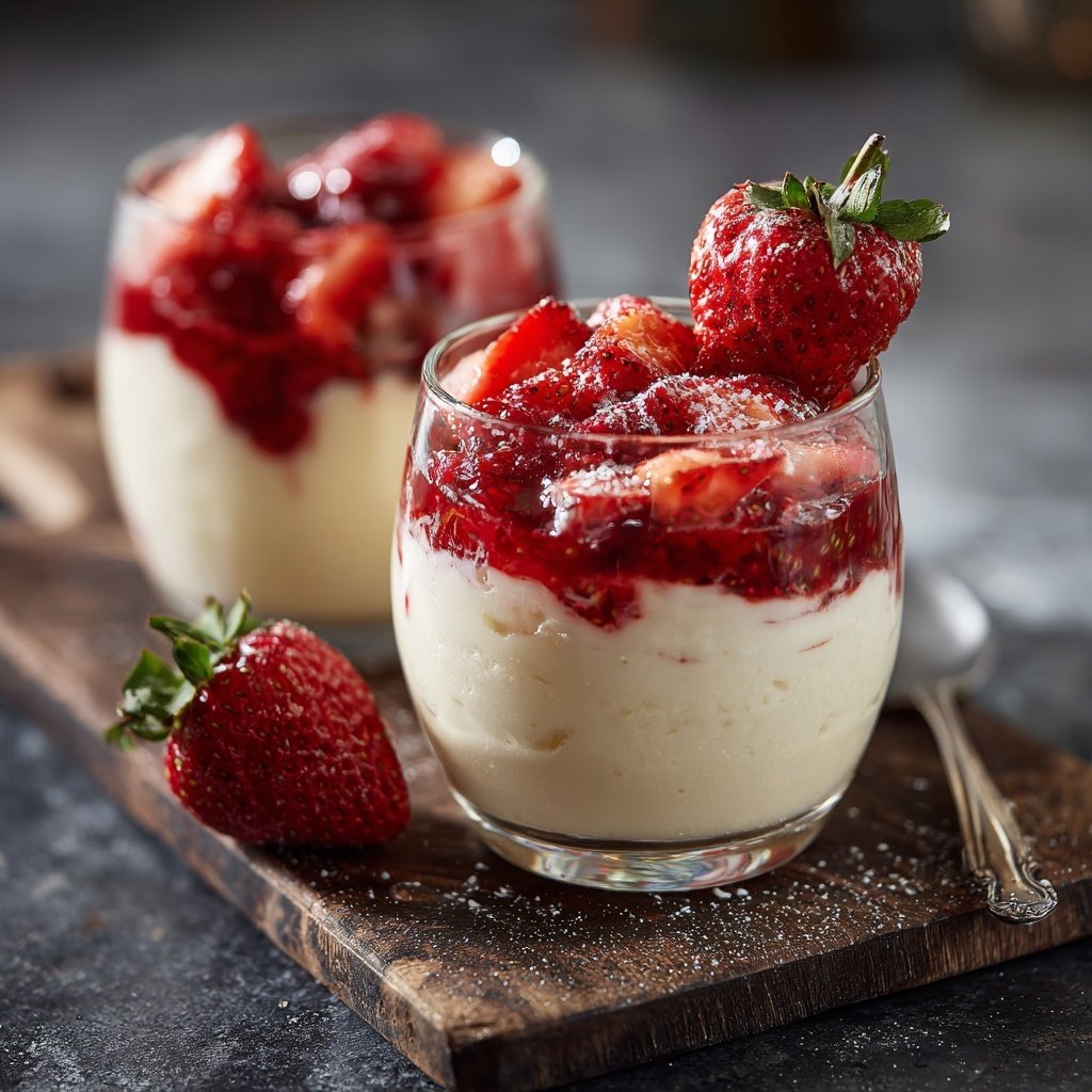 Dessert im Glas mit Erdbeeren und Mascarpone