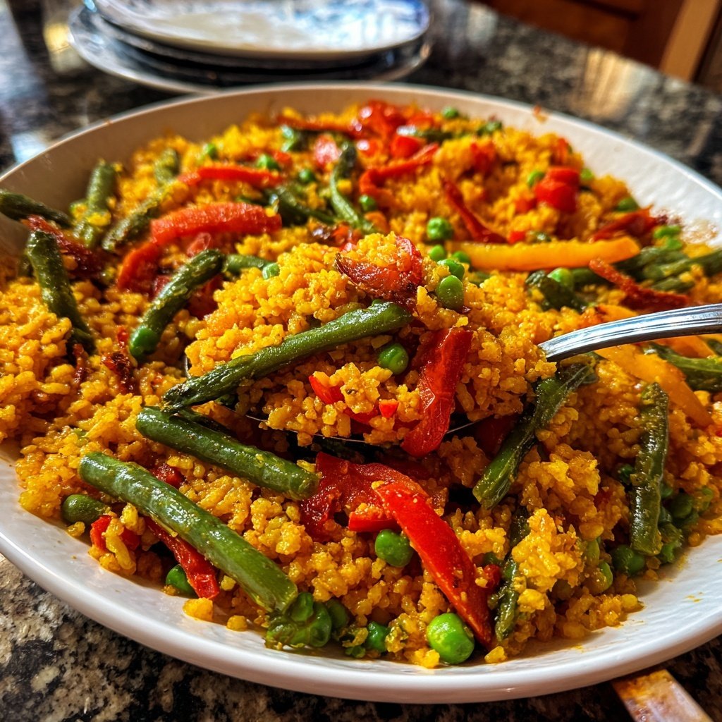 Paella mit Bohnen und Paprika