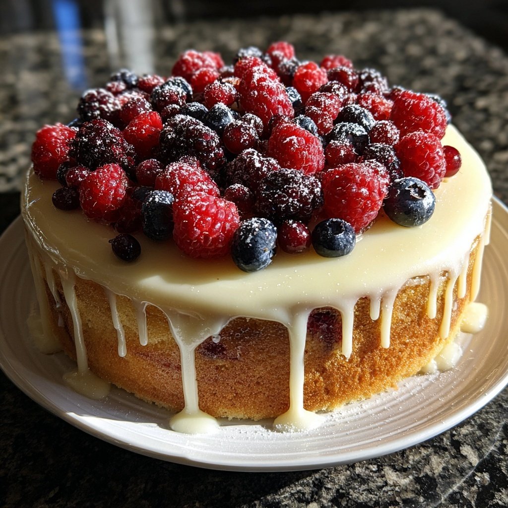 Geburtstagskuchen mit Beerencreme