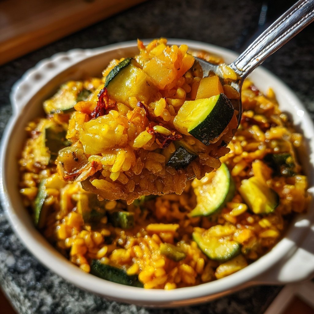 Paella mit Zucchini und Safran