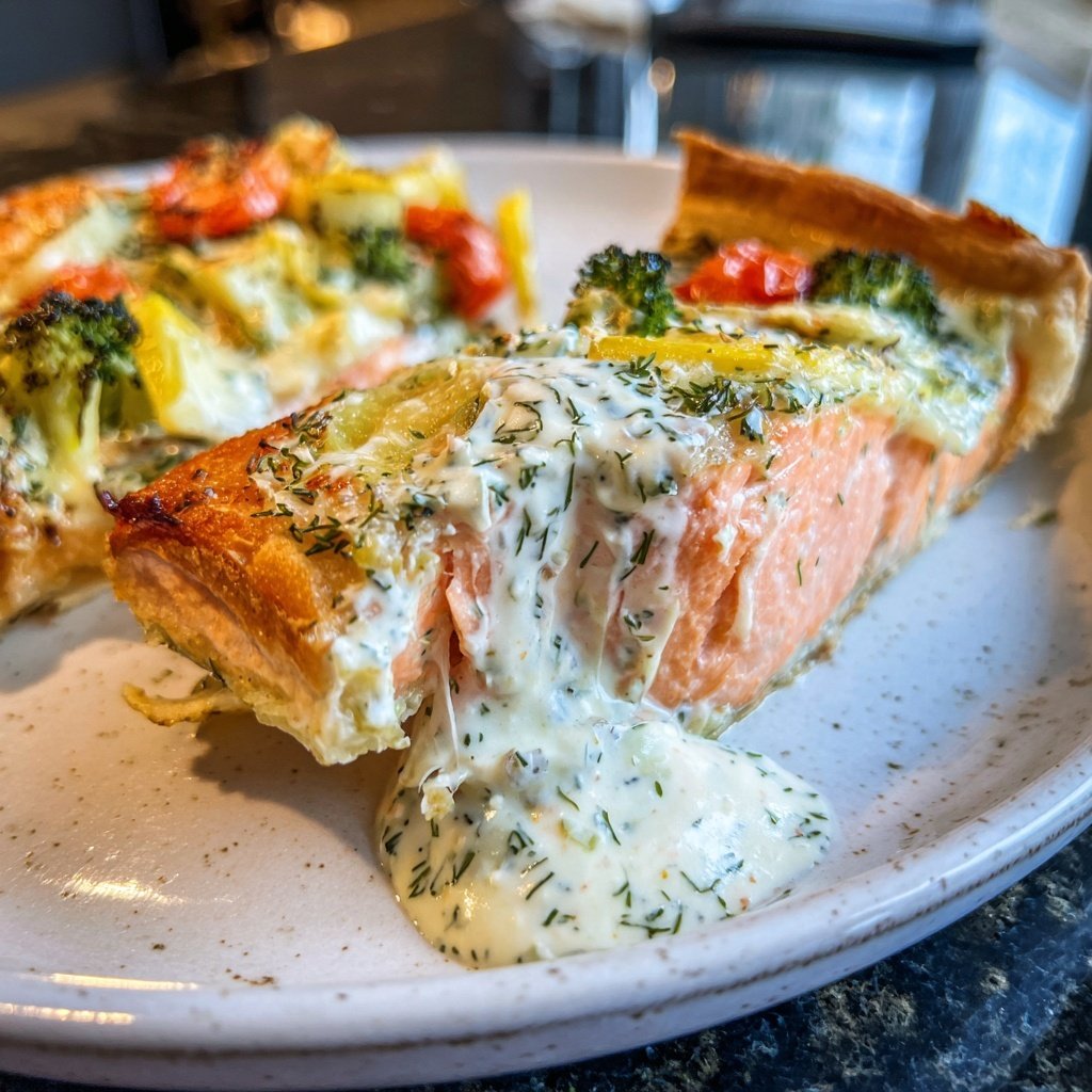 Lachs mit Ofengemüse & Zitronen-Dill-Sauce