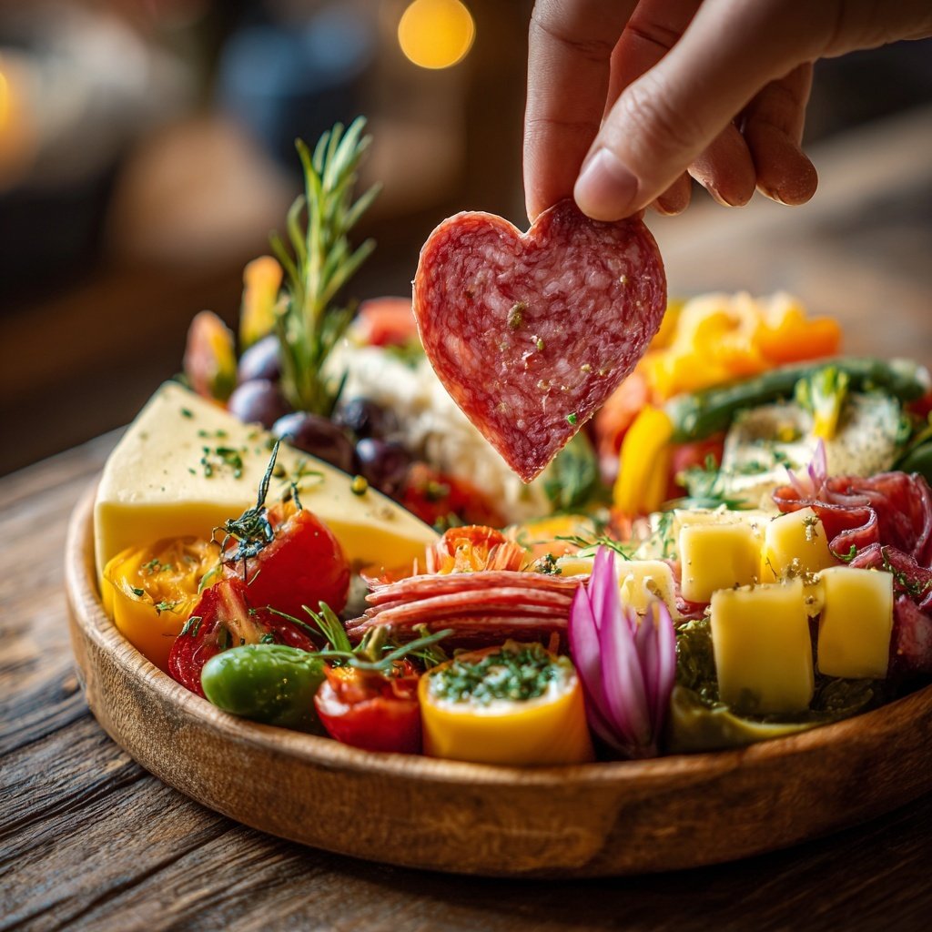 Antipasti mit Herzmotiven