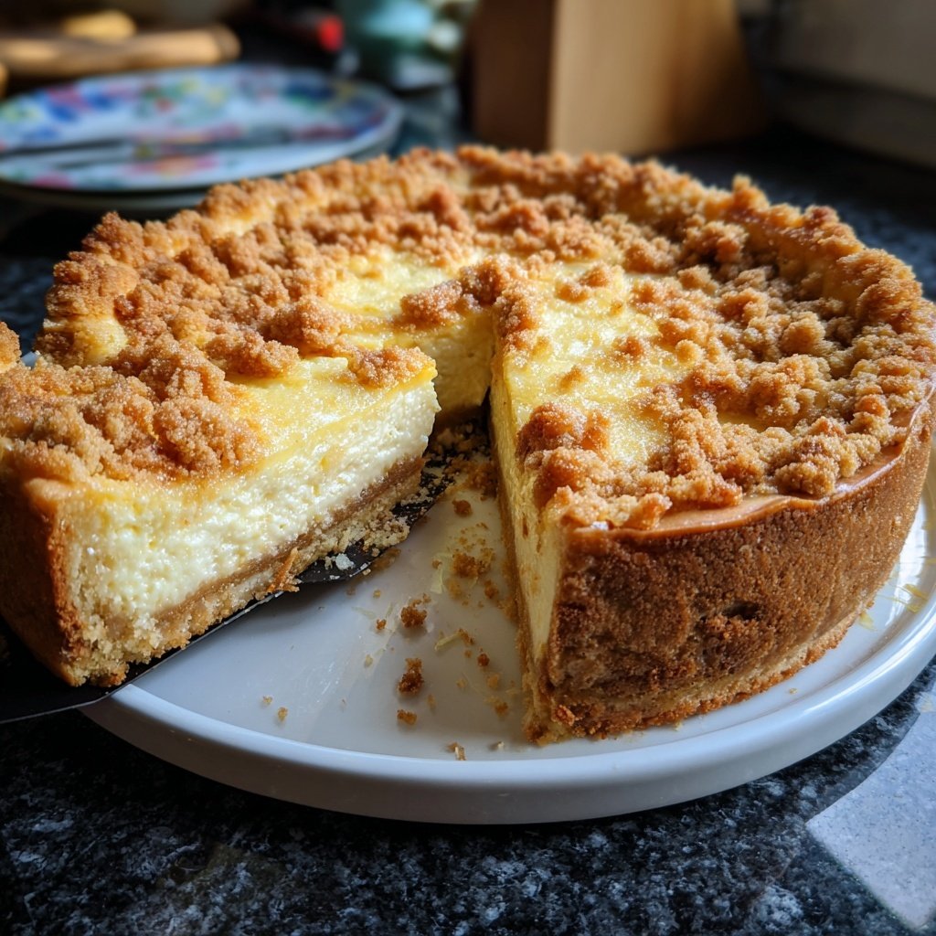 Käsekuchen mit Zitronenstreuseln