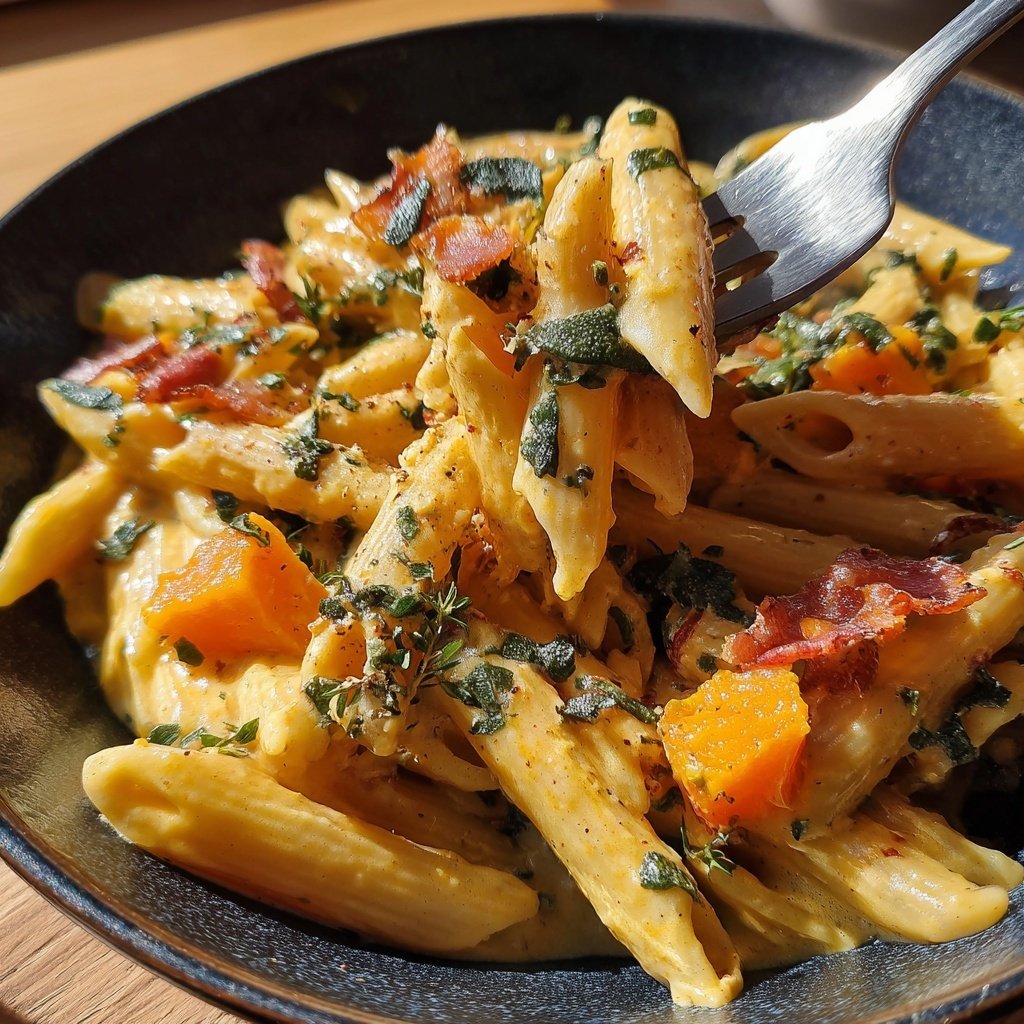 Penne mit Kürbis und Salbei