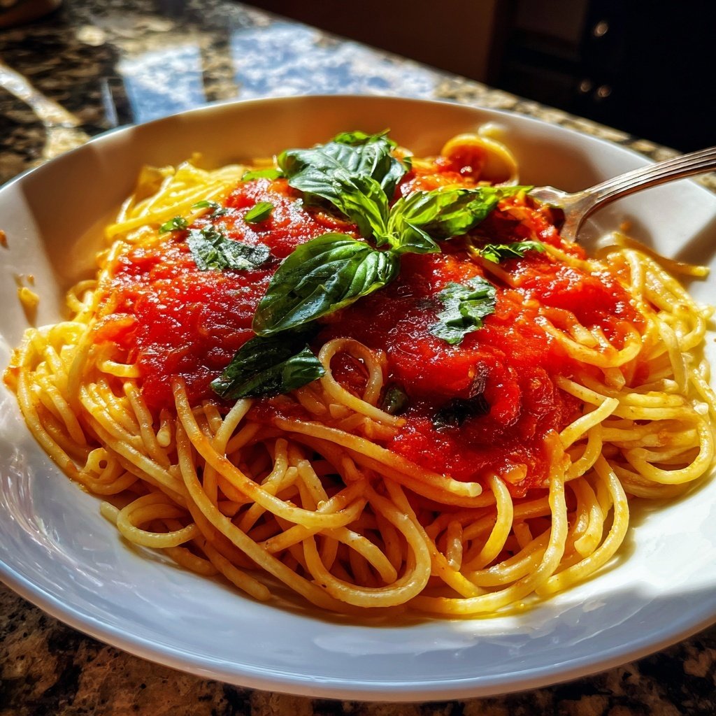 Spaghetti mit Tomaten-Basilikum-Sauce